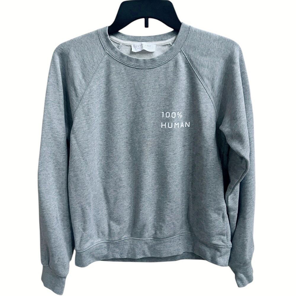 Everlane Sweatshirt Crewneck 100% Human Cotton Grey Sz S Sweater Athleisure Gym